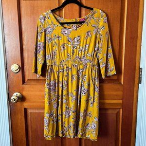 Joules from Anthropologie - Roses and Birds Mustard Dress - Size 6